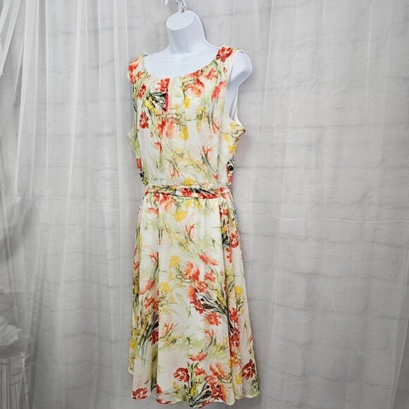 NY Collection Yellow Coral Floral Sleeveless Midi Dress Romantic Ethereal 1X - Picture 5 of 14